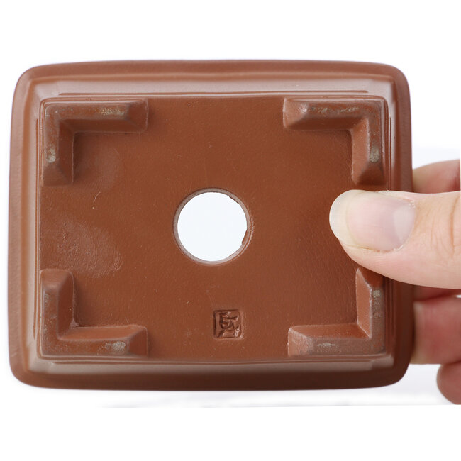 Rectangular unglazed bonsai pot by Seto Yaki - 98 x 80 x 51 mm