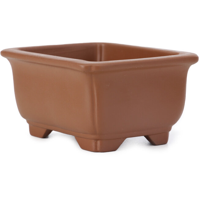 Rechthoekige ongeglazuurde bonsaipot van Seto Yaki - 99 x 81 x 52 mm