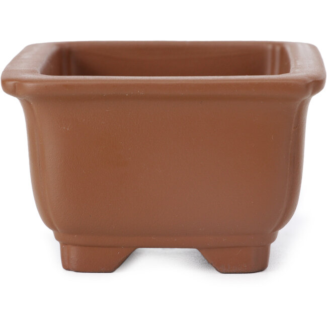 Rechthoekige ongeglazuurde bonsaipot van Seto Yaki - 99 x 81 x 52 mm