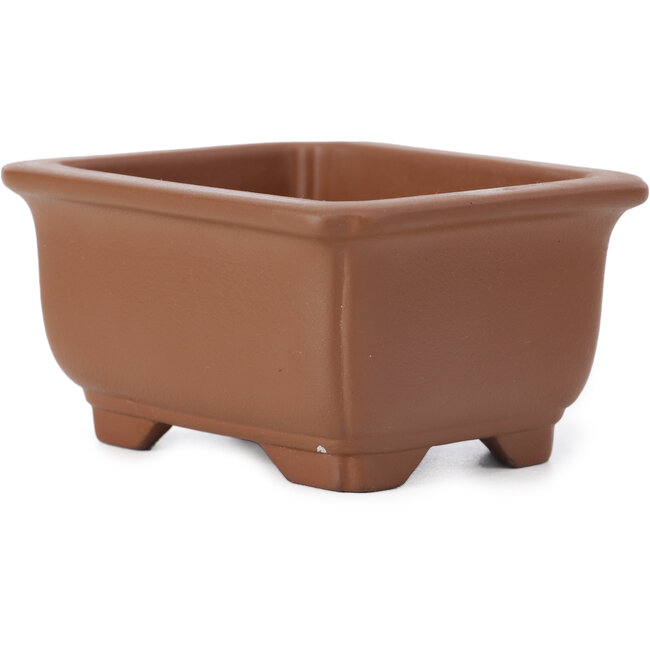 Rechteckige unglasierte Bonsaischale von Seto Yaki - 99 x 81 x 52 mm