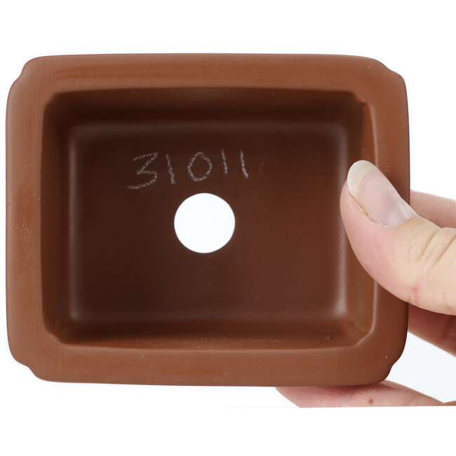 Rectangular unglazed bonsai pot by Seto Yaki - 99 x 81 x 52 mm