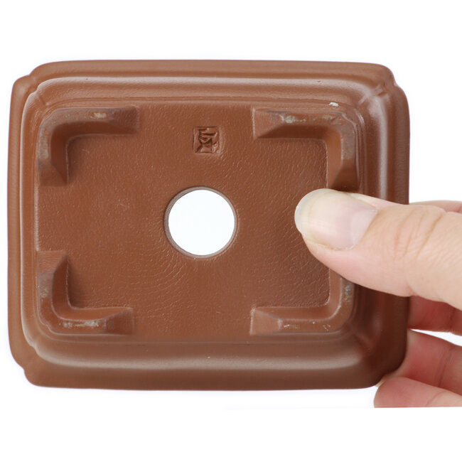 Rectangular unglazed bonsai pot by Seto Yaki - 99 x 81 x 52 mm