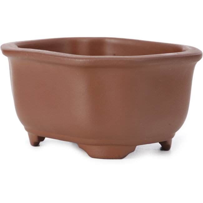 Rechteckige unglasierte Bonsaischale von Seto Yaki - 102 x 83 x 52 mm