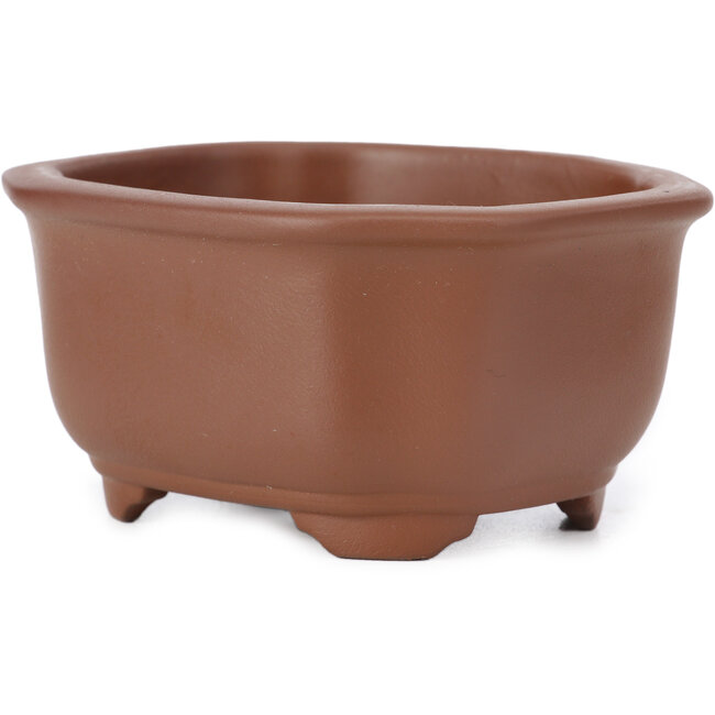 Rechteckige unglasierte Bonsaischale von Seto Yaki - 102 x 83 x 52 mm