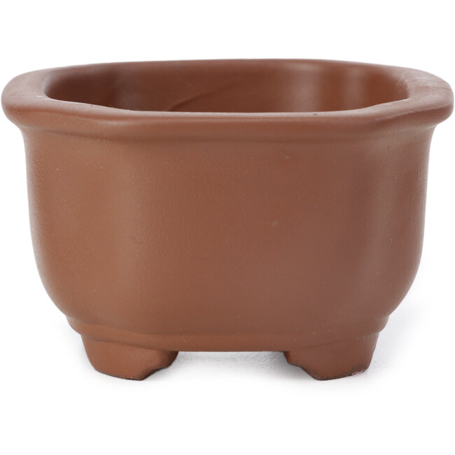 Maceta de bonsái rectangular sin esmaltar de Seto Yaki - 102 x 83 x 52 mm