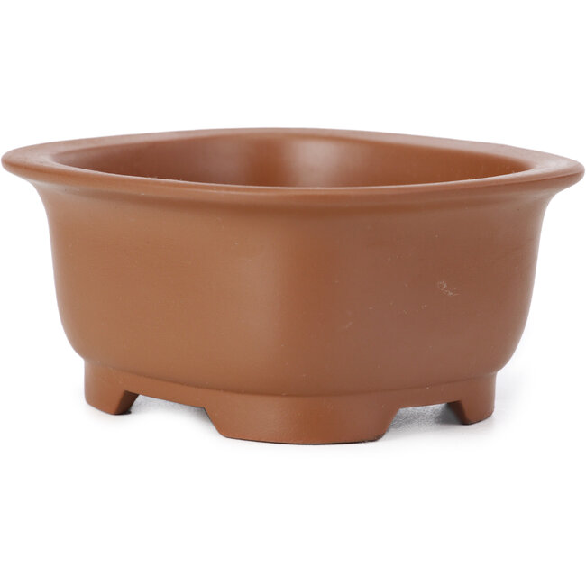 Rechthoekige ongeglazuurde bonsaipot van Seto Yaki - 106 x 91 x 48 mm