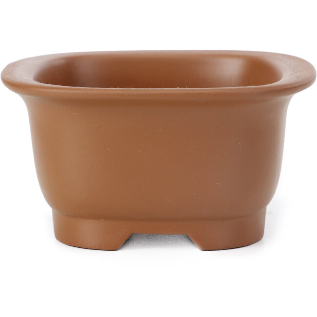 Maceta de bonsái rectangular sin esmaltar de Seto Yaki - 106 x 91 x 48 mm