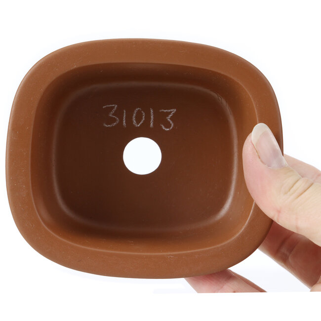 Rechteckige unglasierte Bonsaischale von Seto Yaki - 106 x 91 x 48 mm