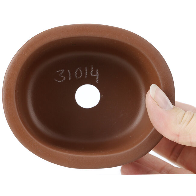 Oval unglazed bonsai pot by Seto Yaki - 105 x 88 x 50 mm
