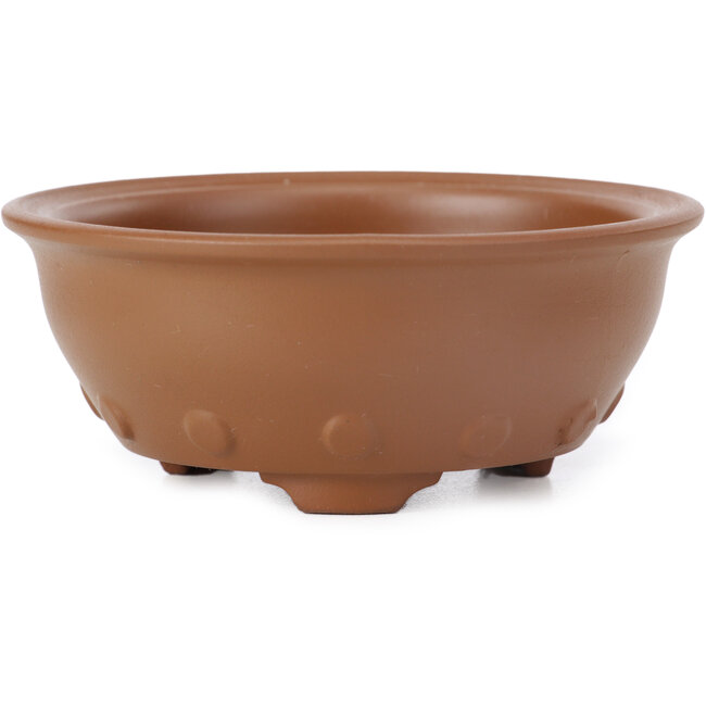 Round unglazed bonsai pot by Seto Yaki - 100 x 100 x 40 mm