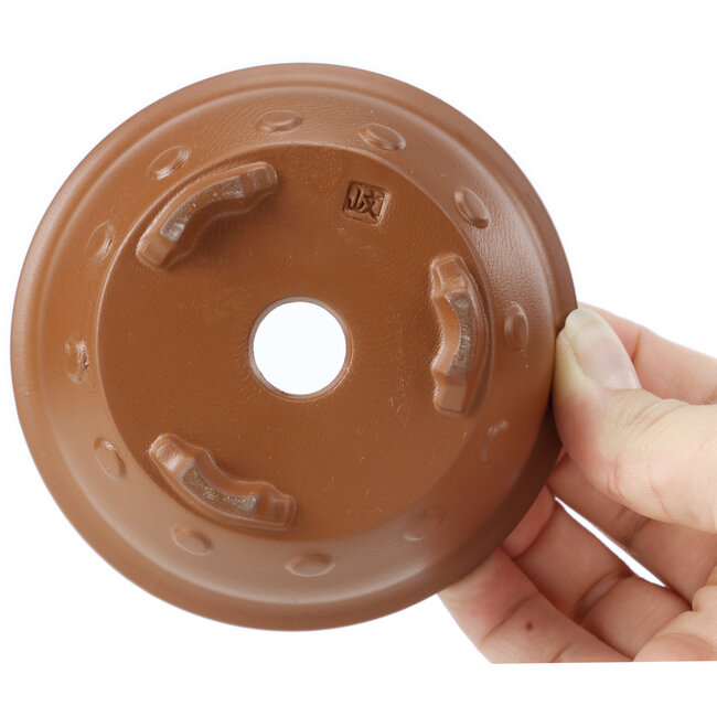 Pot à bonsaï rond non émaillé par Seto Yaki - 100 x 100 x 40 mm