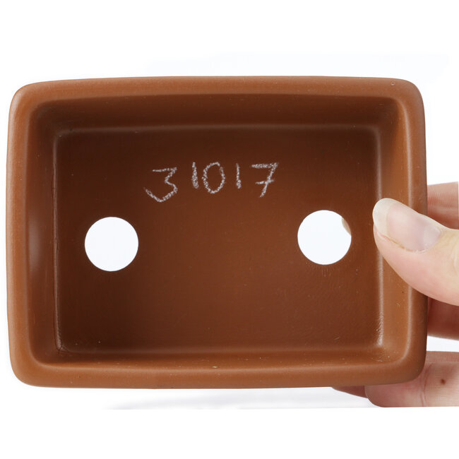 Vaso bonsai rettangolare non smaltato di Seto Yaki - 113 x 83 x 41 mm