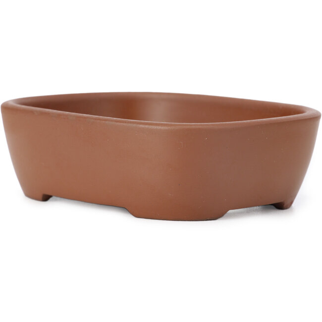 Oval unglazed bonsai pot by Seto Yaki - 114 x 84 x 34 mm