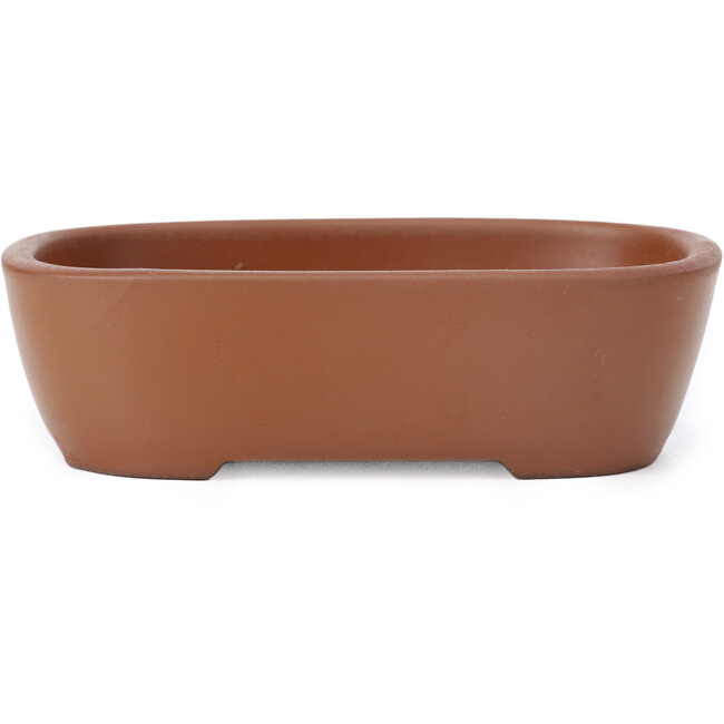 Oval unglazed bonsai pot by Seto Yaki - 114 x 84 x 34 mm