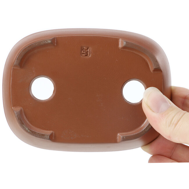 Maceta de bonsái ovalada sin esmaltar de Seto Yaki - 114 x 84 x 34 mm