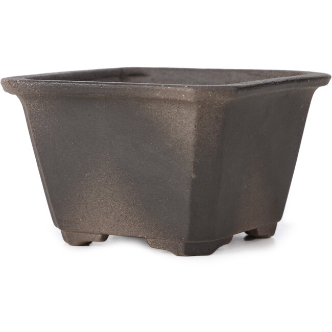Vaso bonsai quadrato non smaltato di Seto Yaki - 108 x 108 x 70 mm