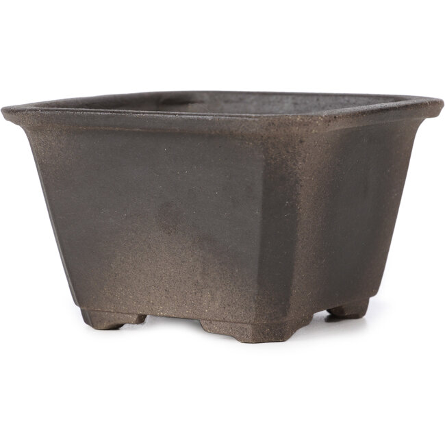Quadratische unglasierte Bonsaischale von Seto Yaki - 108 x 108 x 70 mm