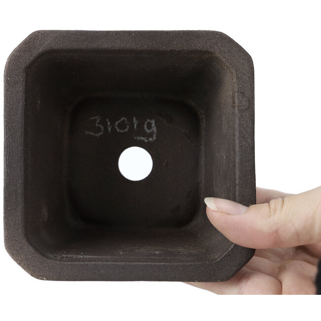 Maceta de bonsái cuadrada sin esmaltar de Seto Yaki - 108 x 108 x 70 mm