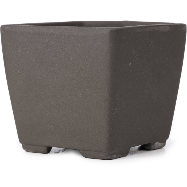 Quadratische unglasierte Bonsaischale von Seto Yaki - 85 x 85 x 77 mm
