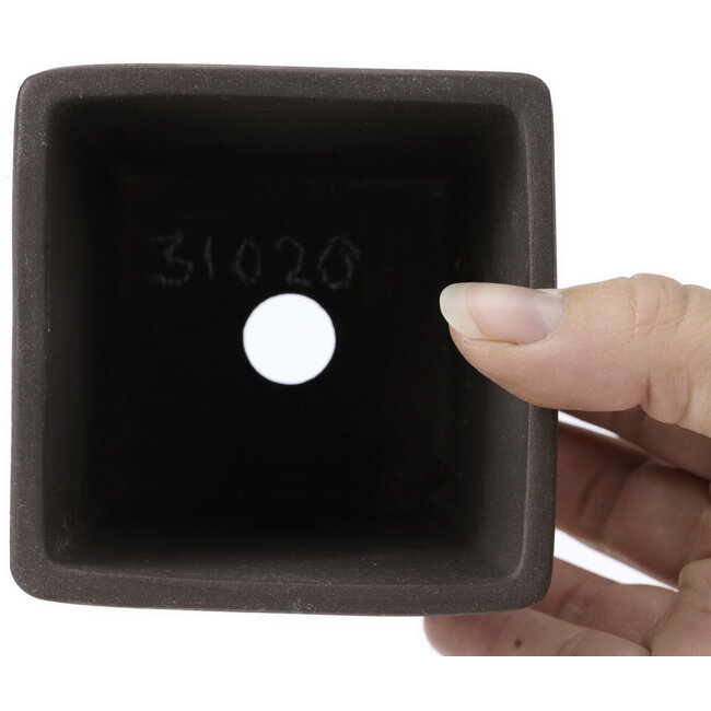 Quadratische unglasierte Bonsaischale von Seto Yaki - 85 x 85 x 77 mm