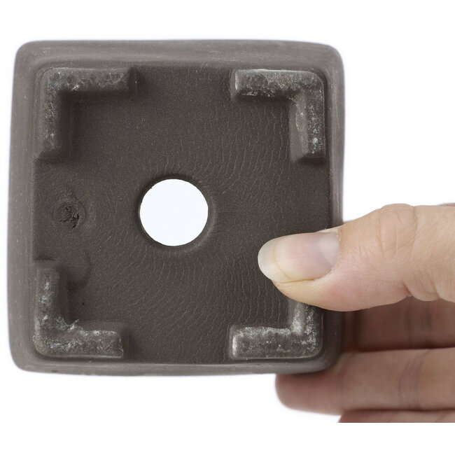 Maceta de bonsái cuadrada sin esmaltar de Seto Yaki - 85 x 85 x 77 mm