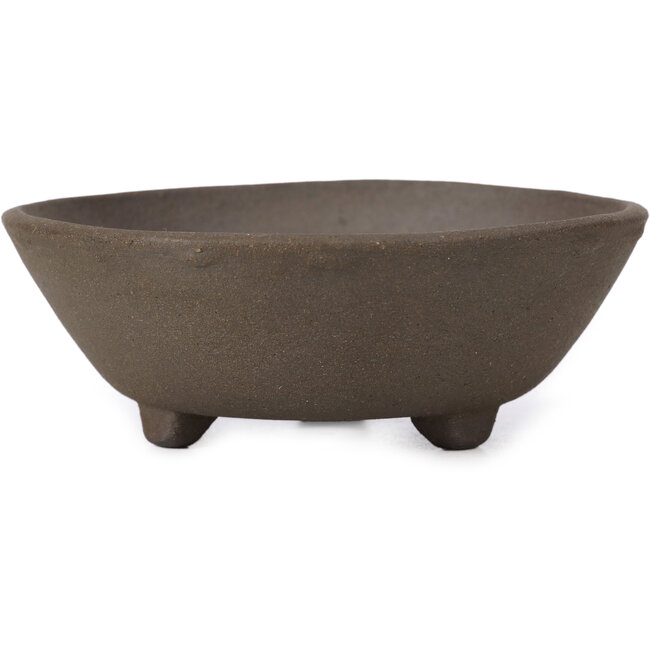 Ronde ongeglazuurde bonsaipot van Terahata Satomi Mazan - 119 x 119 x 40 mm