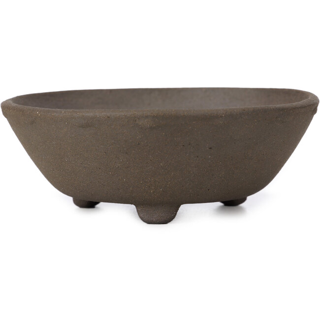 Ronde ongeglazuurde bonsaipot van Terahata Satomi Mazan - 119 x 119 x 40 mm