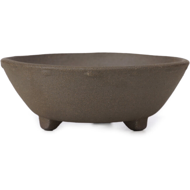 Maceta de bonsái redonda sin esmaltar de Terahata Satomi Mazan - 119 x 119 x 40 mm