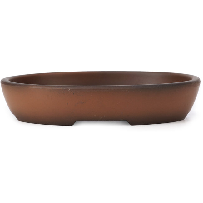Ovale ongeglazuurde bonsaipot van Seto Yaki - 123 x 100 x 24 mm