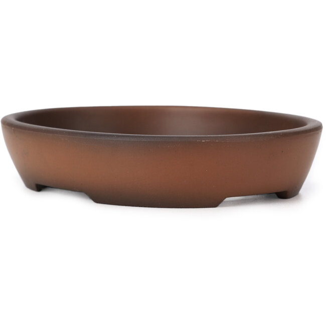 Maceta de bonsái ovalada sin esmaltar de Seto Yaki - 123 x 100 x 24 mm