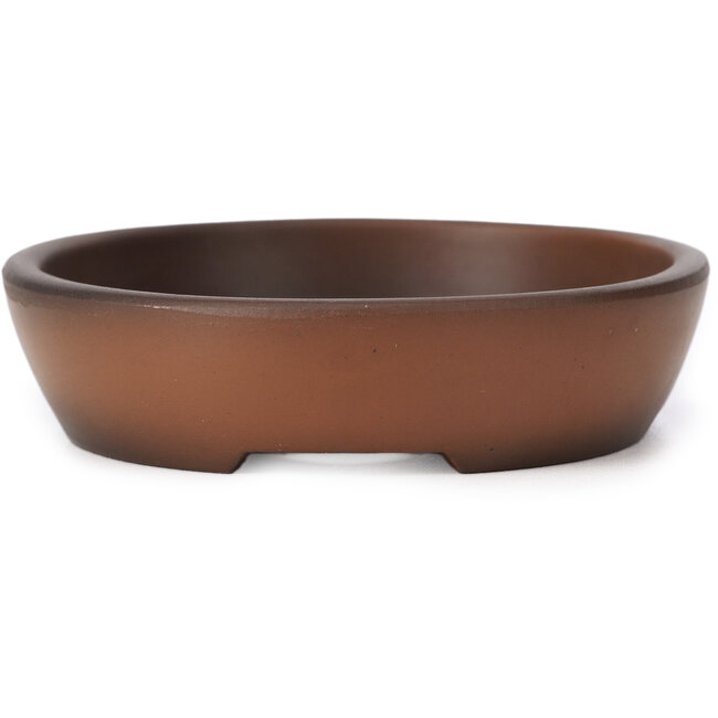 Ovale unglasierte Bonsaischale von Seto Yaki - 123 x 100 x 24 mm