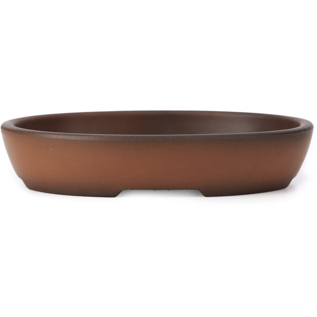 Ovale unglasierte Bonsaischale von Seto Yaki - 123 x 100 x 24 mm
