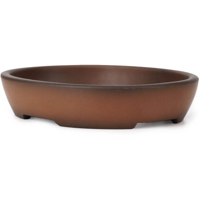 Oval unglazed bonsai pot by Seto Yaki - 123 x 100 x 24 mm
