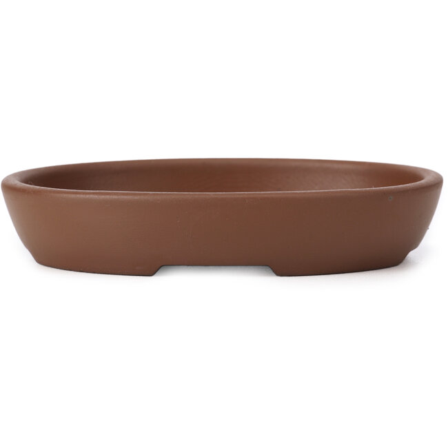 Oval unglazed bonsai pot by Seto Yaki - 119 x 97 x 22 mm