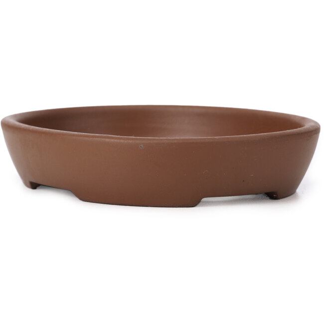 Vaso bonsai ovale non smaltato di Seto Yaki - 119 x 97 x 22 mm