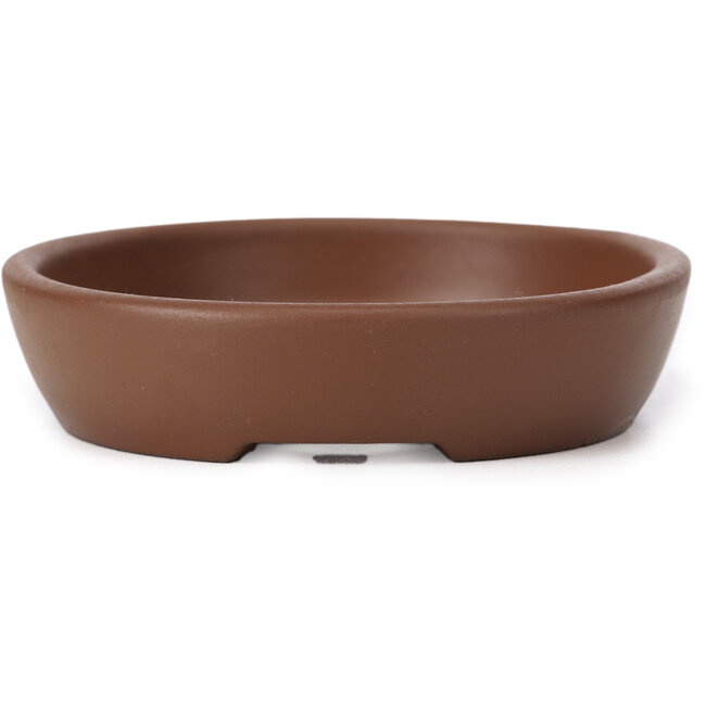 Maceta de bonsái ovalada sin esmaltar de Seto Yaki - 119 x 97 x 22 mm