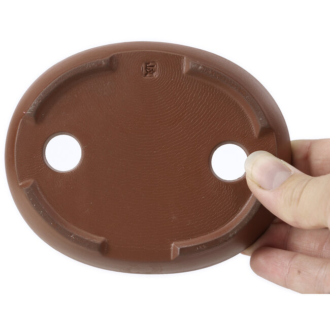 Ovale unglasierte Bonsaischale von Seto Yaki - 119 x 97 x 22 mm