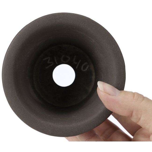 Round unglazed bonsai pot by Seto Yaki - 96 x 96 x 67 mm