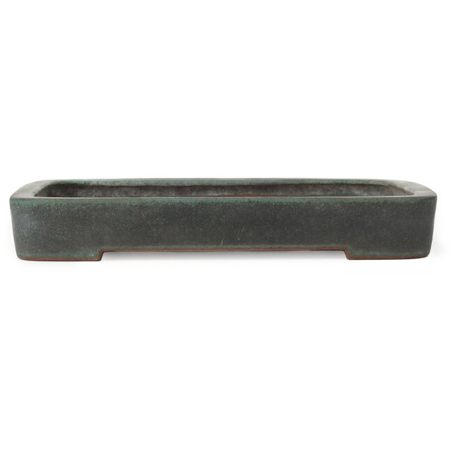 Rectangular green bonsai pot by Reiho - 259 x 180 x 37 mm