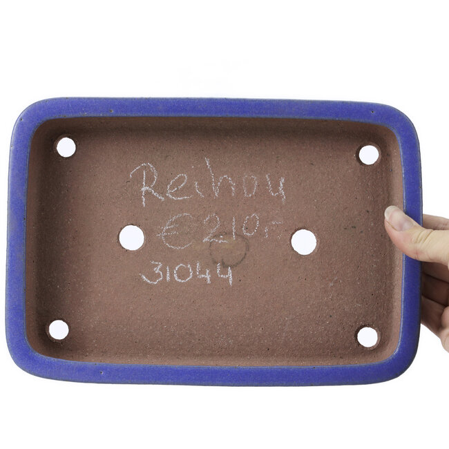 Pot à bonsaï rectangulaire bleu par Reiho - 259 x 180 x 37 mm