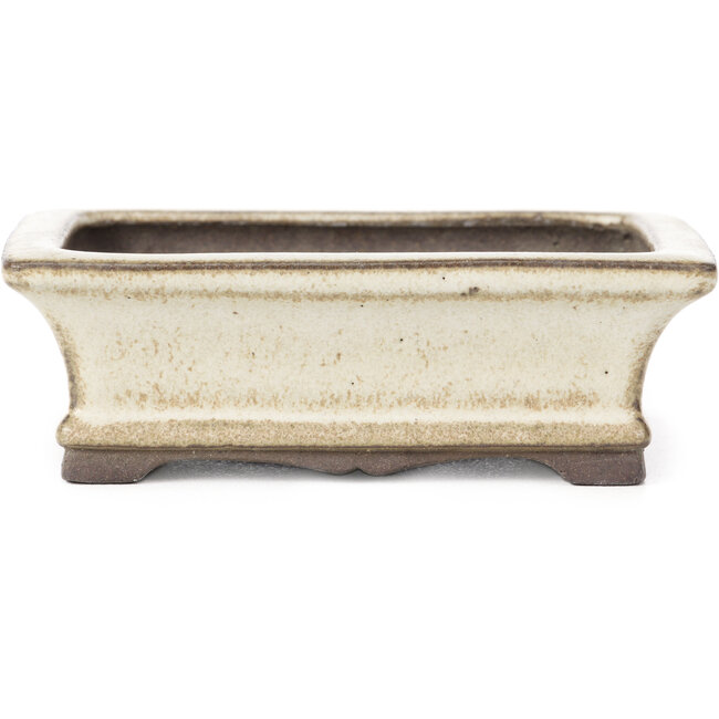 Rechthoekige bonsai pot in gebroken wit met beige van  Yamaaki - 120 x 90 x 40 mm