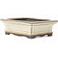 Rectangular bonsai pot in off-white with beige by Yamaaki - 120 x 90 x 40 mm