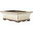 Rectangular bonsai pot in off-white with beige by Yamaaki - 120 x 90 x 40 mm