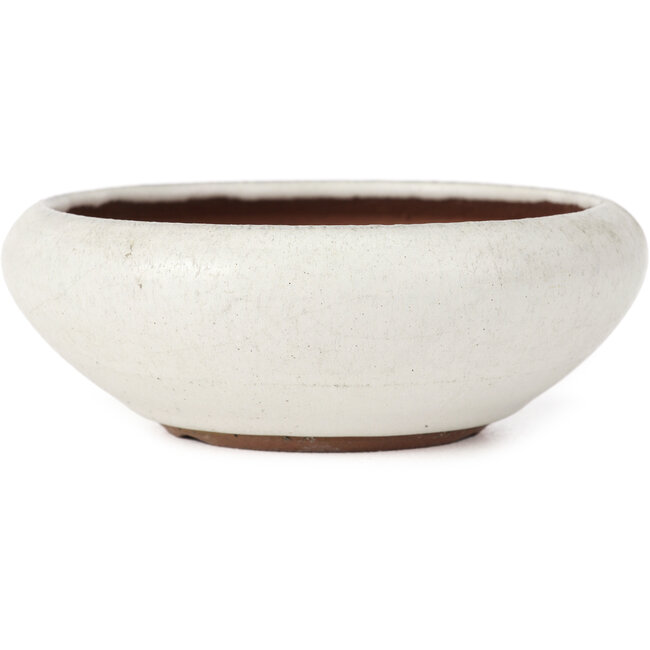 Round white bonsai pot by Yozan - 129 x 129 x 44 mm
