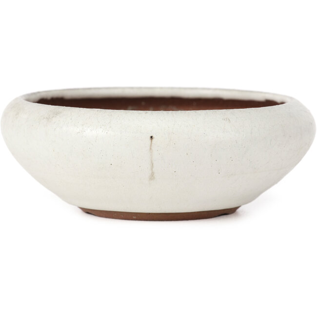 Round white bonsai pot by Yozan - 129 x 129 x 44 mm