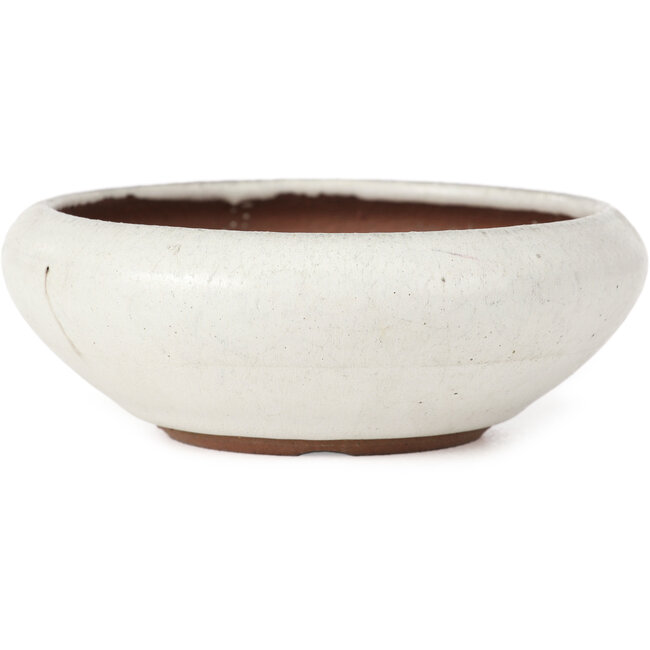 Maceta de bonsái blanca redonda de Yozan - 129 x 129 x 44 mm