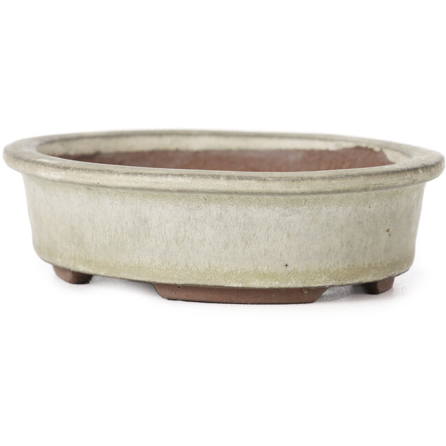 Pot à bonsaï ovale gris beige par Yozan - 120 x 100 x 34 mm