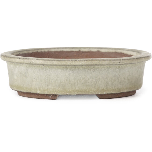 Pot à bonsaï ovale gris beige par Yozan - 120 x 100 x 34 mm