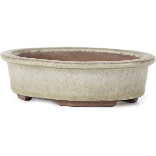 Ovale graubeige Bonsaischale von Yozan - 120 x 100 x 34 mm