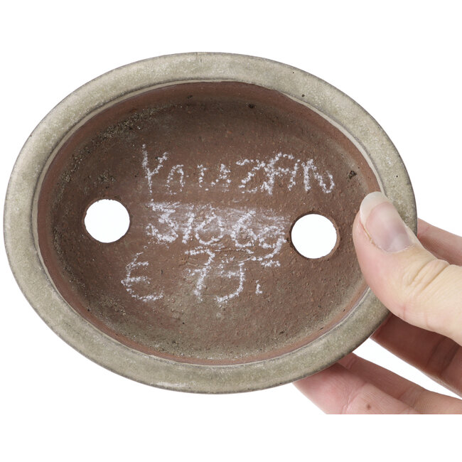 Vaso bonsai ovale grigio beige di Yozan - 120 x 100 x 34 mm
